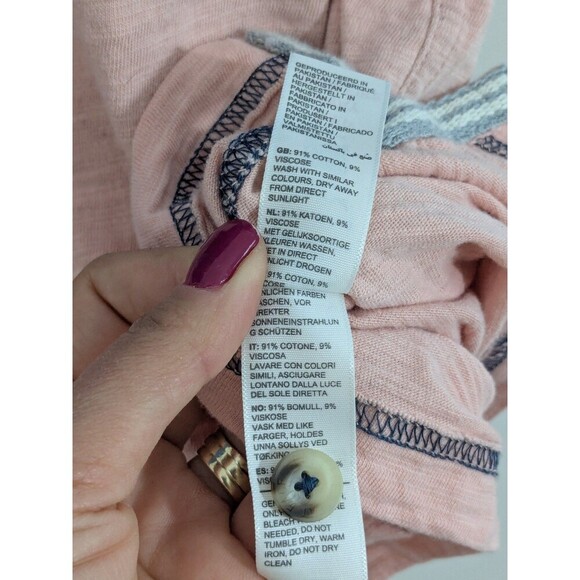 FatFace Mens Osbourne Block Stripe Polo Shirt Navy Pink Size M Cotton Viscose - Picture 10 of 11